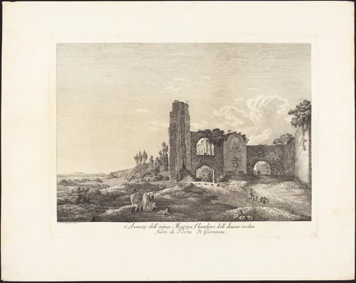 Avanzi dell'acqua Marzia, Claudia e dell'Aniene vecchio by Jacob Wilhelm Mechau, portfolio, 1745-1808
