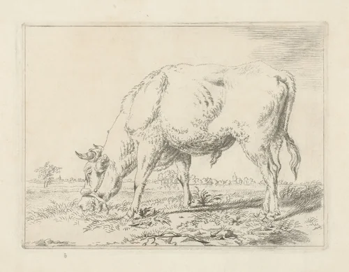 Grazende stier by anonymous, print, 1798-1848