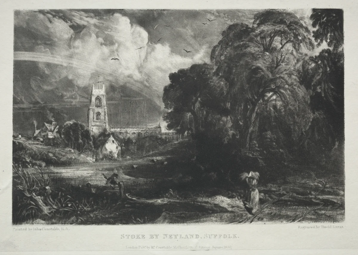 Various Subjects of Landscape, Characteristic of English Scenery from Pictures Painted by John Constable, R.A.: Stoke by Neyland, Suffolk by David Lucas, print, 1830