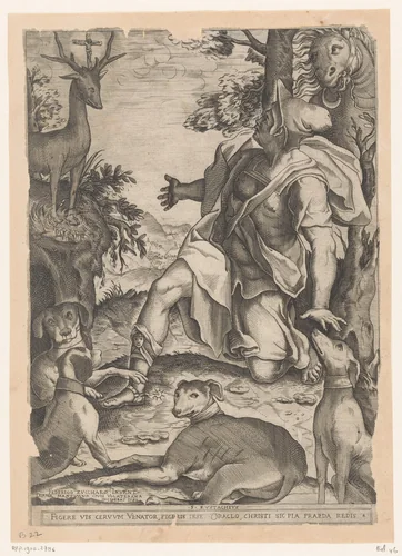 Heilige Eustachius by Unknown, print, 1580