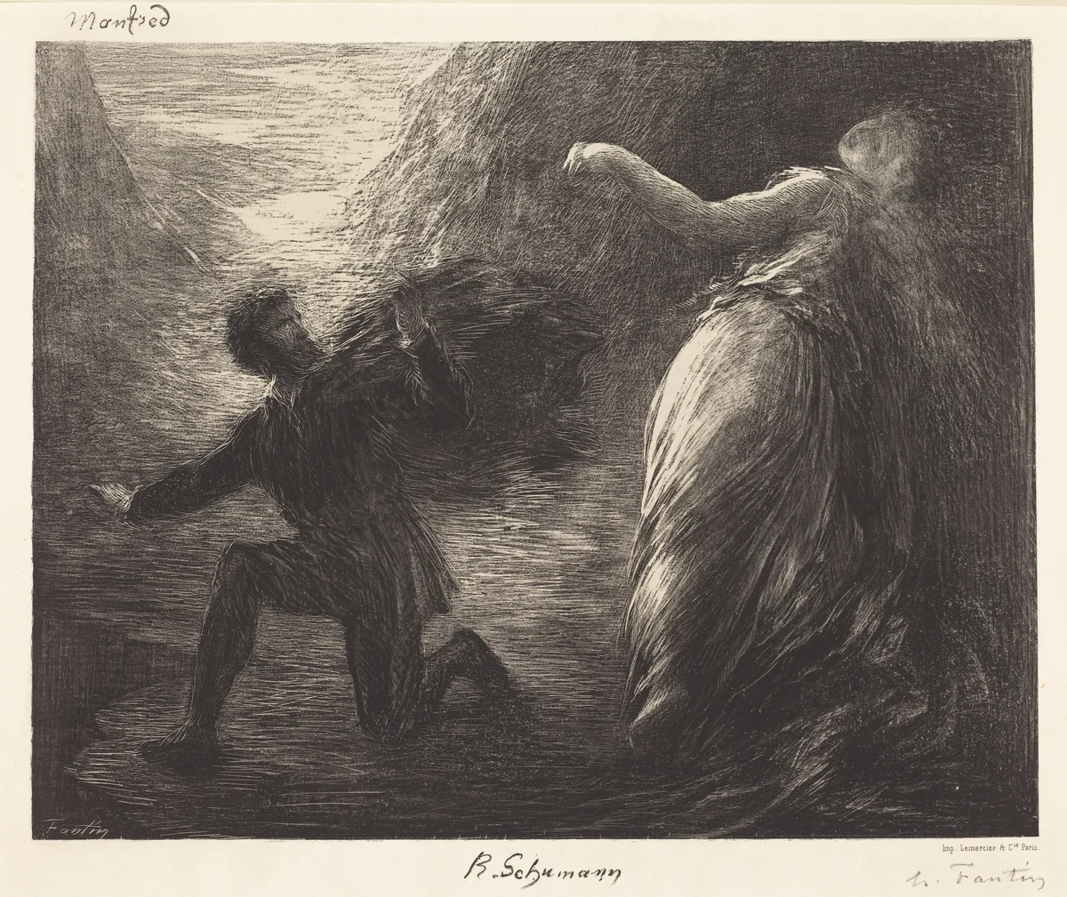 Manfred and Astarte (1st plate) by Henri Fantin-Latour, print, 1879