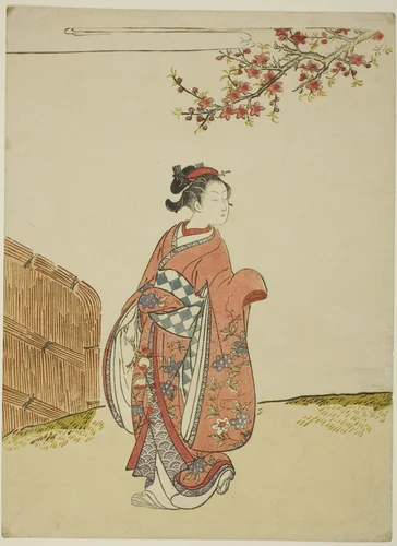 Under a Peach Tree by Suzuki Harunobu (鈴木春信), print, 1761-1770