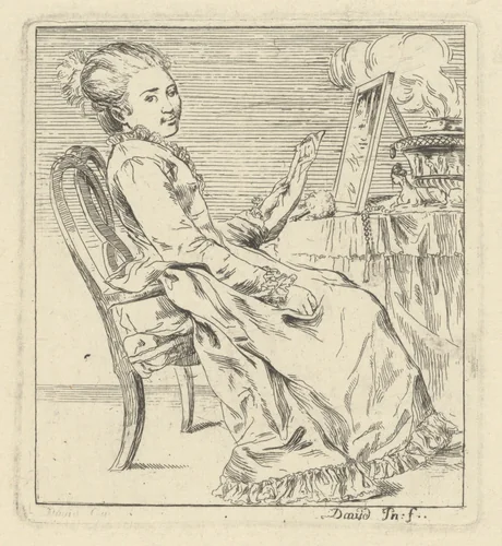 A Seated Young Woman Holding a Letter by Giovanni David, print, 1770-1780