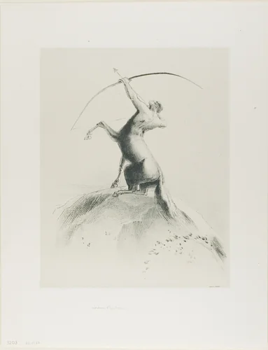 Centaur Aiming at the Clouds by Odilon Redon, print, 1895