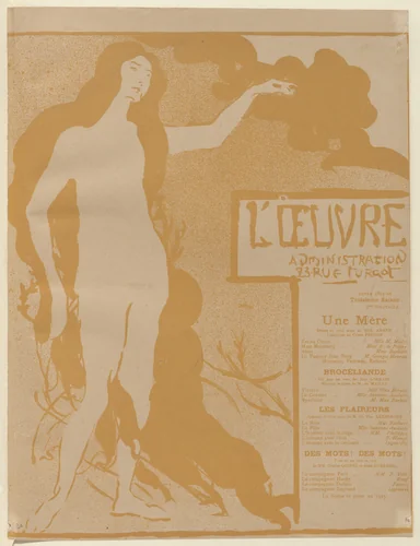 Program for A Mother (Une Mère), Brocéliande, The Sniffers (Les Flaireurs) and Words! Words! (Des mots! des mots!) from The Beraldi Album of Theatre Programs by Maxime Dethomas, print, 1896