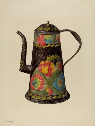 Toleware Coffee Pot by Charles Henning, index of american design, 1940