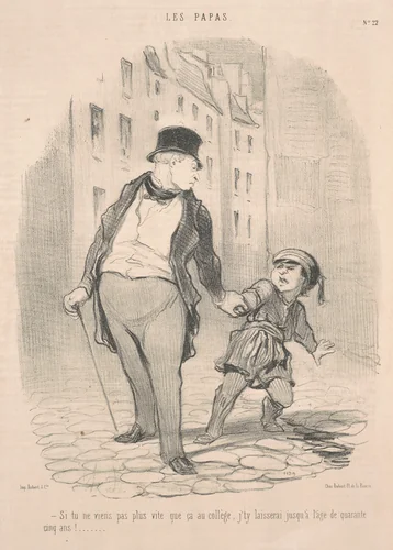 Si tu ne viens pas plus que ça au collège ... by Honoré Daumier, print, 1848