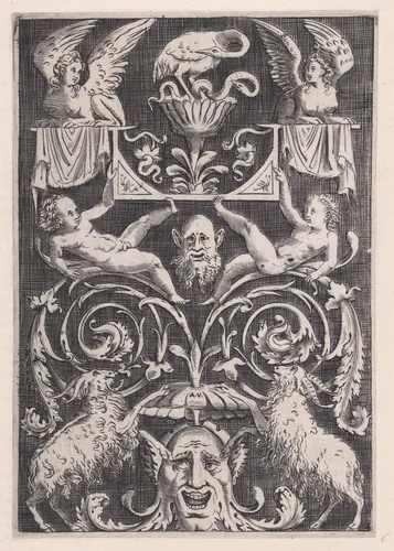 Ornamental Panel by Agostino Veneziano, print, 1514-1536