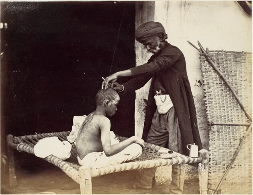[Indian Barber] by Willoughby Wallace Hooper, photograph, 1860-1869