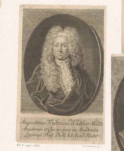 Portret van Augustin Friedrich Walther by Martin Bernigeroth, print, 1725