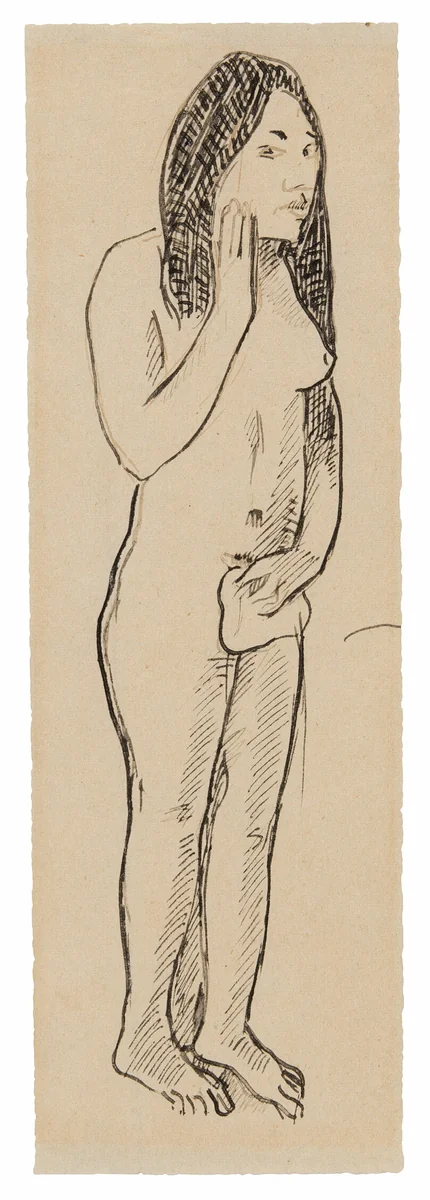 Tahitian Eve (related to the painting Parau ne te varua ino) (recto); Fragment of Inscription (related to Cahier pour Aline) (verso) by Paul Gauguin, drawing, 1891-1893