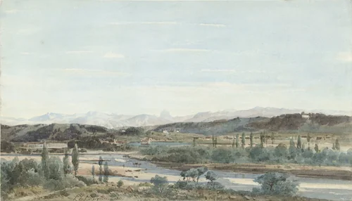 Landschap met een rivierdal in Zuid Frankrijk by Henri Joseph Harpignies, drawing, 1861