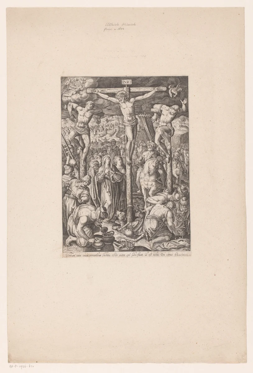 Christus aan het kruis by Unknown, print, 1582-1671