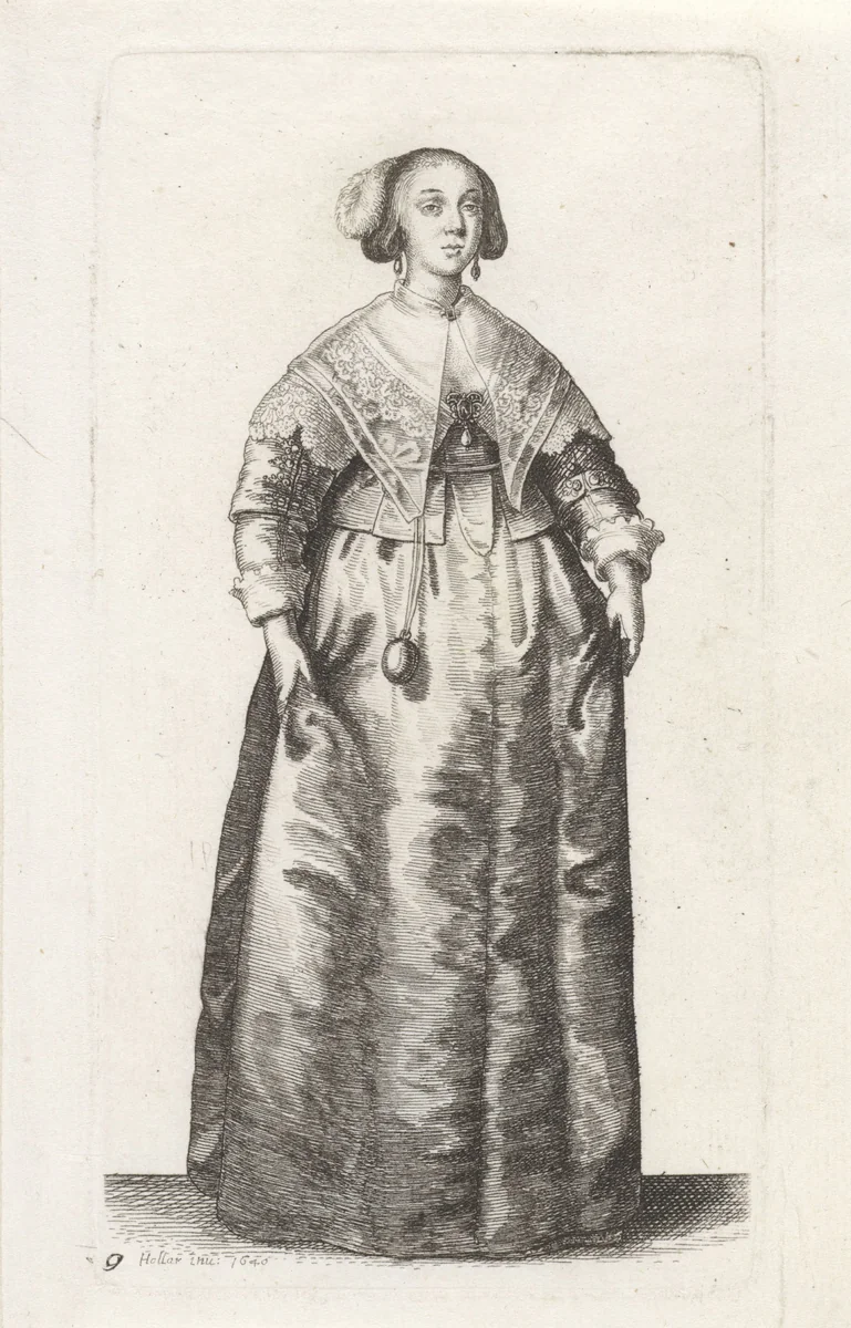 Ornatus Muliebris Anglicanus (De kleding van Engelse vrouwen) by Wenceslaus Hollar, print, 1640