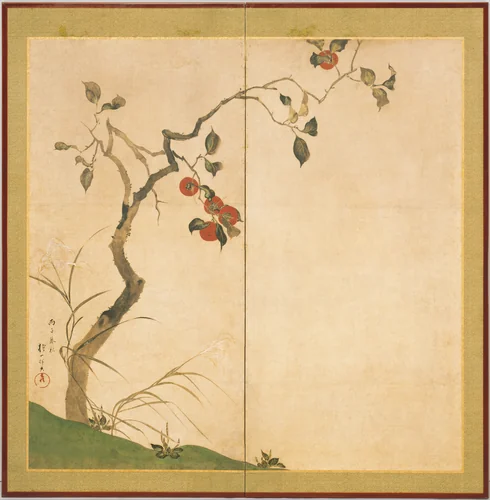 Persimmon Tree by Sakai Hōitsu (酒井抱一), painting, 1816