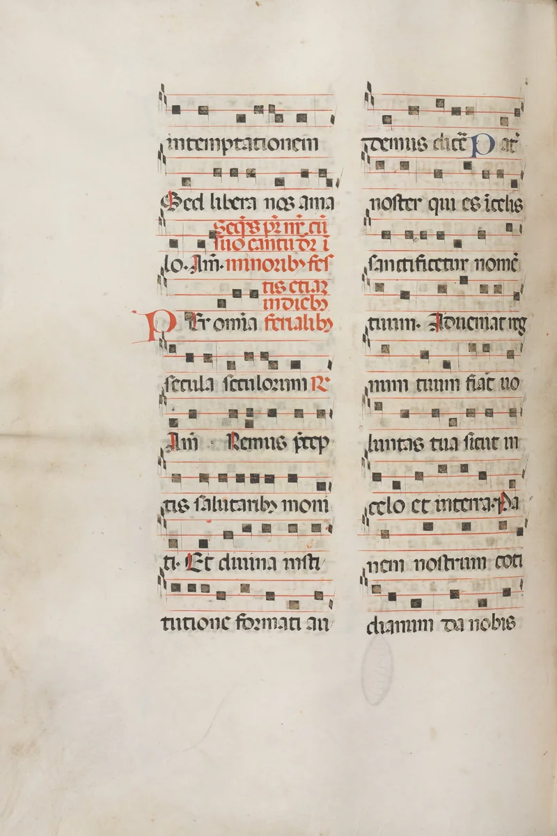 Missale: Fol. 189v: Music for various prayers by Bartolommeo Caporali, book, 1469