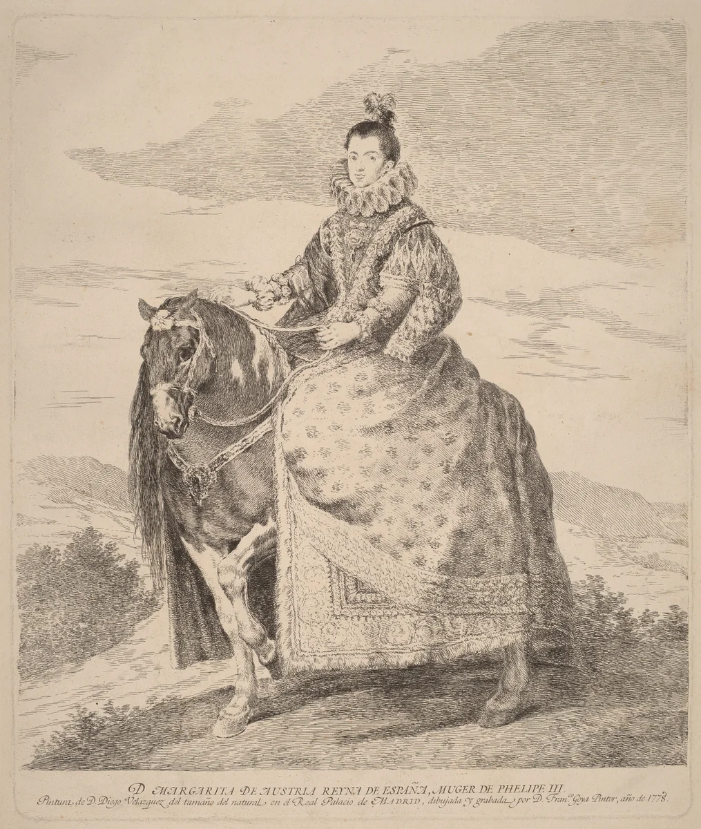 Margarita de Austria by Francisco Goya; Diego Velázquez, print, 1778