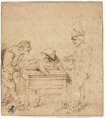 The Tric-Trac Players by Philips de Koninck, drawing, 1655-1665
