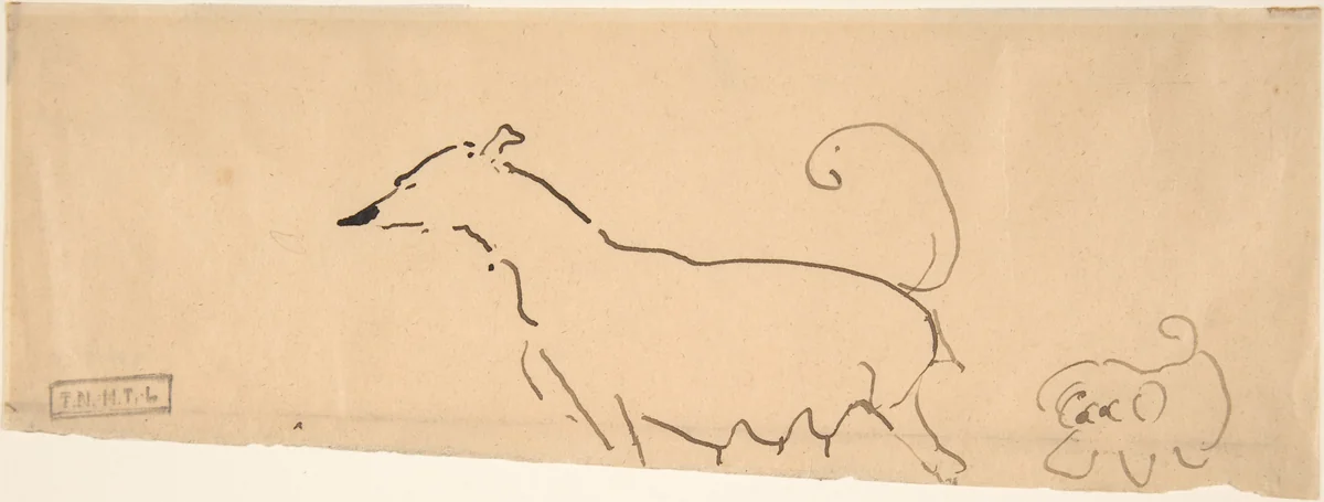 Two Dogs by Henri de Toulouse-Lautrec, drawing, 1875-1901