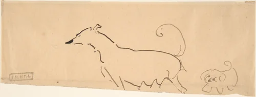 Two Dogs by Henri de Toulouse-Lautrec, drawing, 1875-1901
