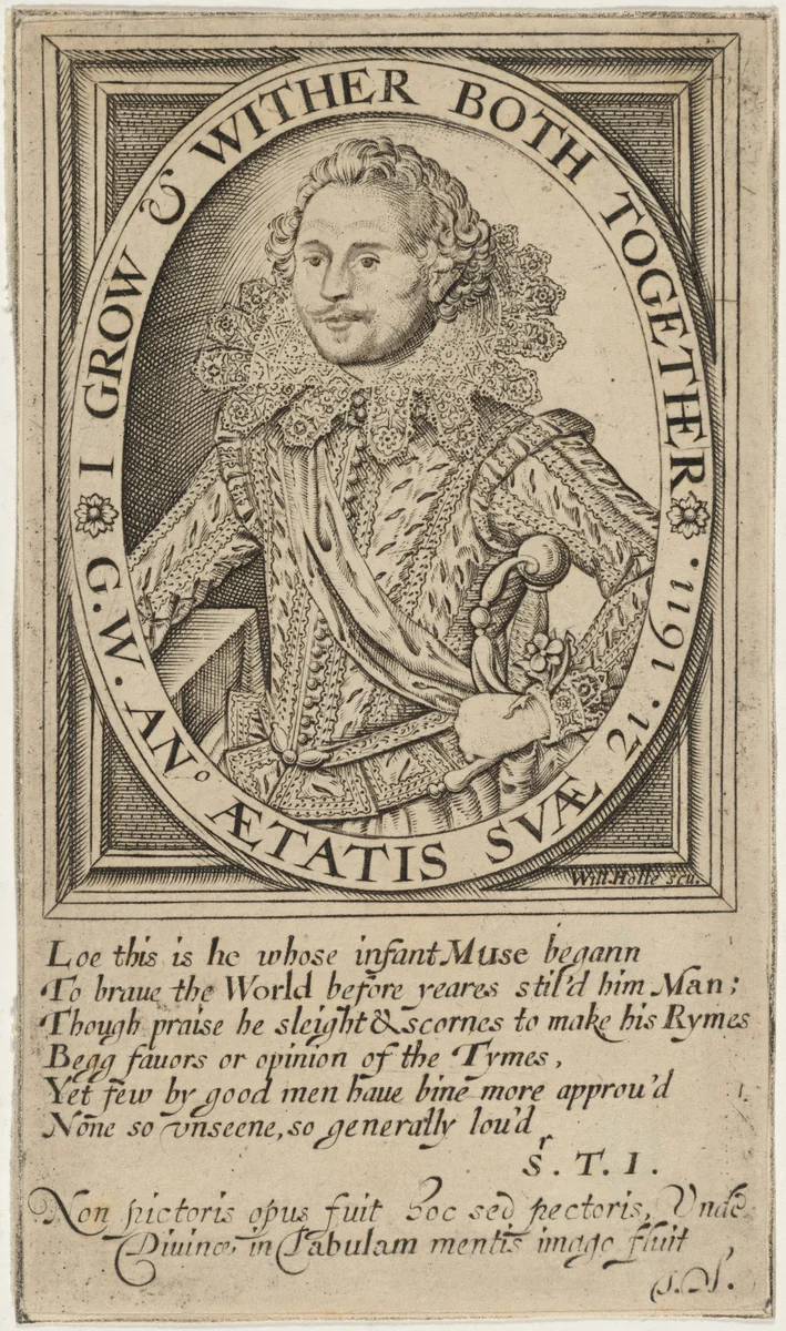 George Wither by William Hole, print, 1613
