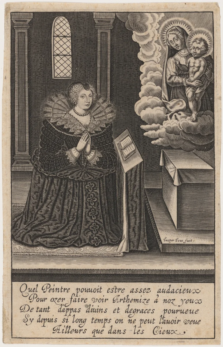 The Virgin Appearing to a Lady Penitent by Jaspar Isacsz, print, 1574-1654