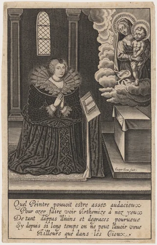 The Virgin Appearing to a Lady Penitent by Jaspar Isacsz, print, 1574-1654