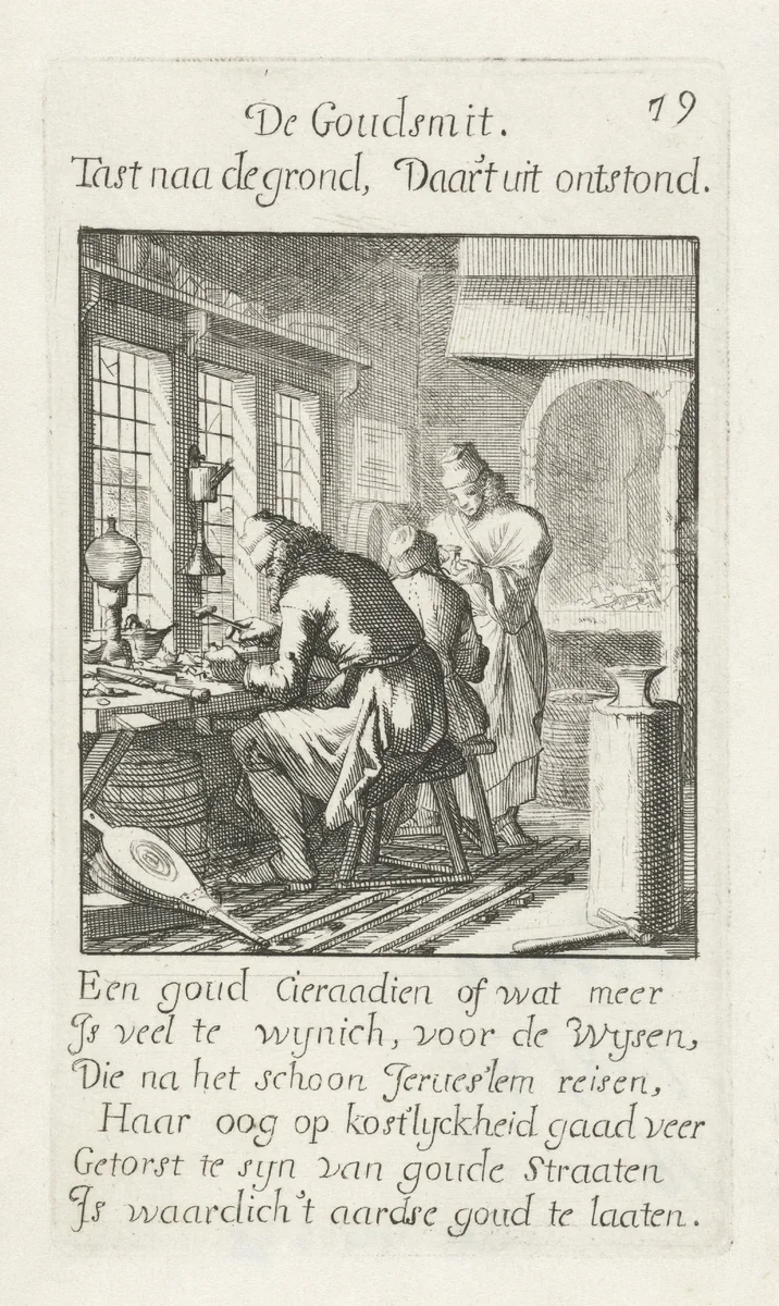 Goudsmid by Jan Luyken, print, 1694