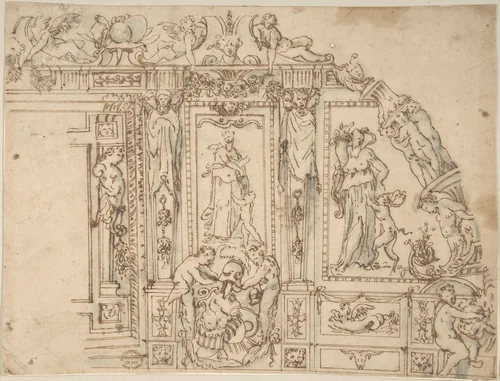 Sketch for Wall Decoration by anonymous, drawing, 1500-1600