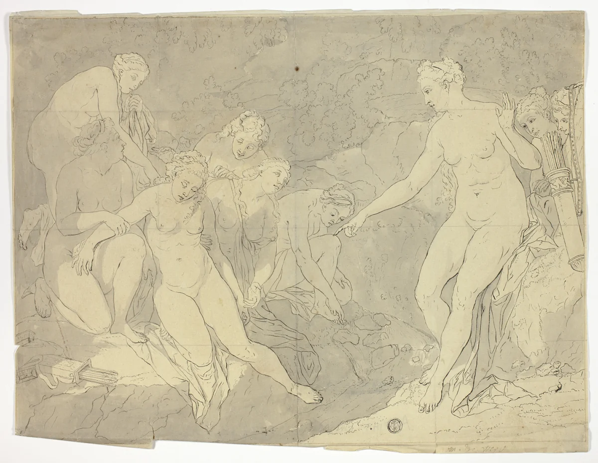 Diana and Callisto by Adriaen van der Werff, drawing, 1679-1722