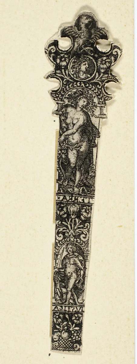 Ornamental Design for Knife Handle with Earth, from The Four Elements by Johann Theodor de Bry, print, 1585-1595