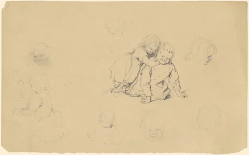 Studies of Children at Play by James Goodwyn Clonney, drawing, 1840-1850