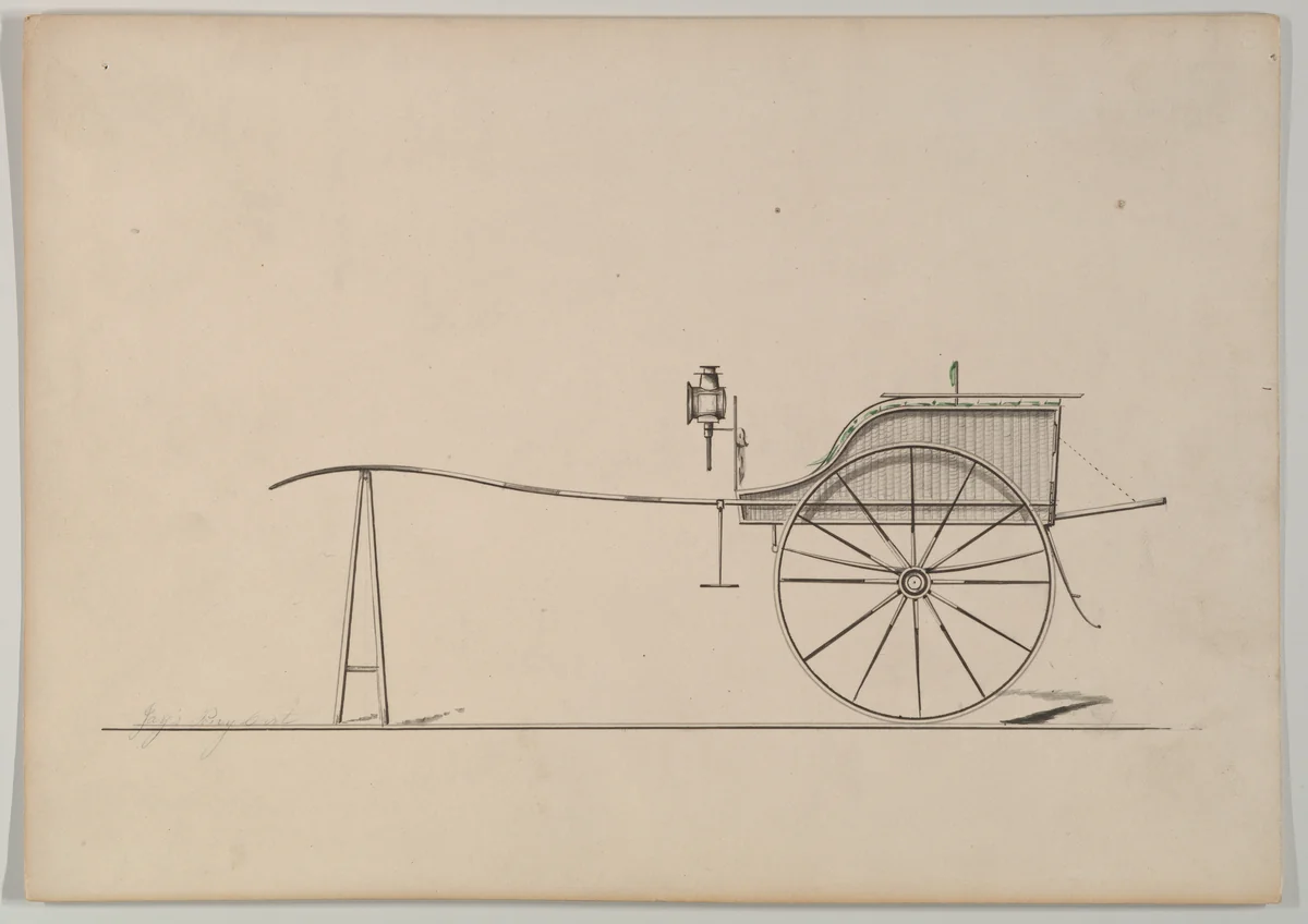 Wicker Pony Cart (unnumbered) by Brewster & Co., drawing, 1850-1874