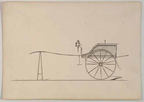Wicker Pony Cart (unnumbered) by Brewster & Co., drawing, 1850-1874