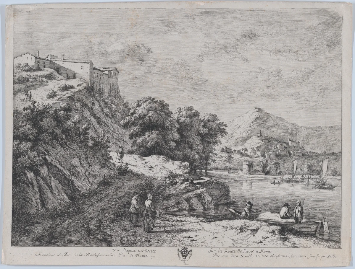 View of the Water Along the Route from Sienna to Rome by Jean Jacques de Boissieu, print, 1773
