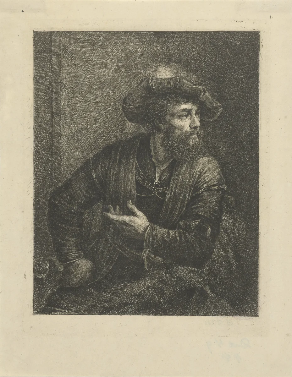 Portret van onbekende man met gevederde baret by Johannes Pieter de Frey, print, 1796