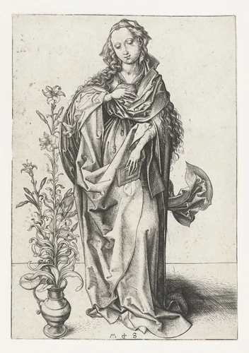 De maagd Maria by Unknown, print, 1485-1490