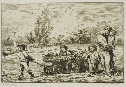 Moving in with the Wagon (The Furnishings of the Boat) by Charles-François Daubigny, print, 1861