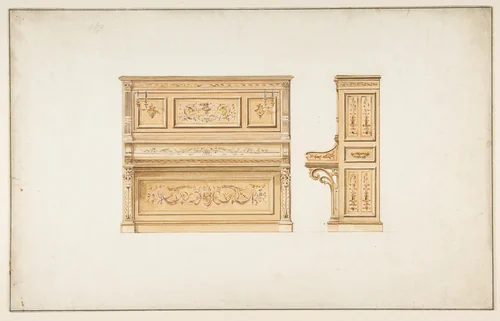 Design for a Piano by anonymous, drawing, 1800-1899