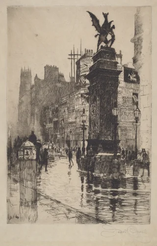 Temple Bar by Joseph Pennell, print, 1885