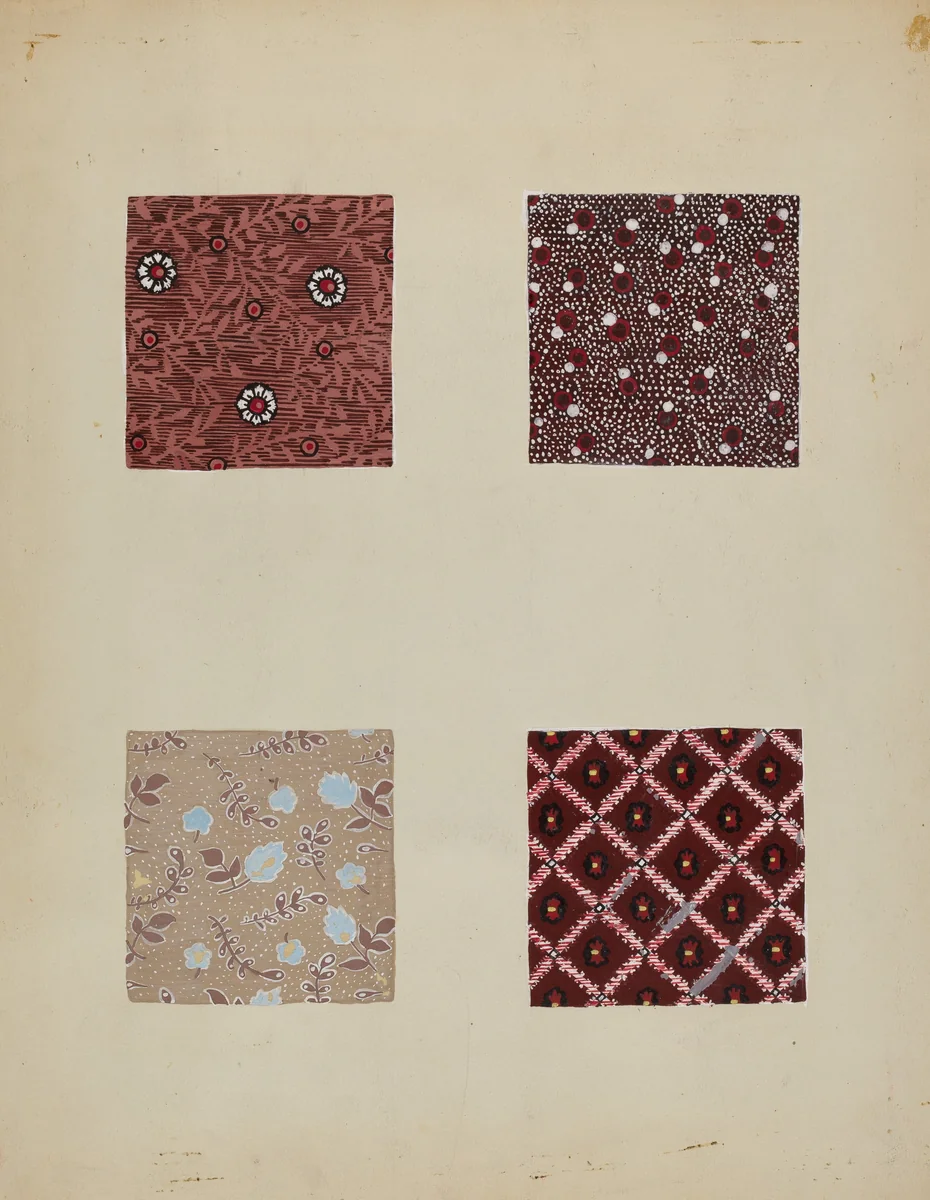 Materials from Patchwork Quilt by Katherine Hastings, index of american design, 1936