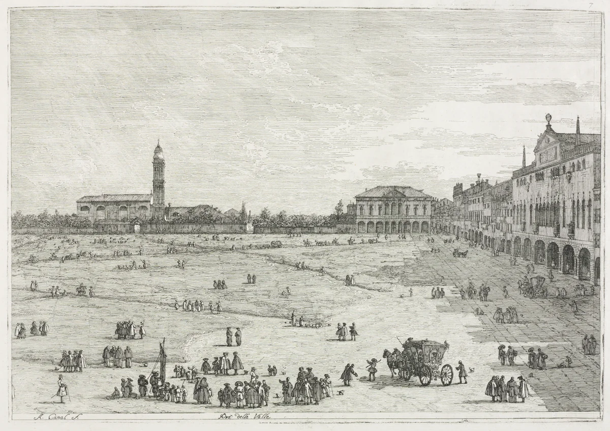 Views: Prà della Valle, Padua by Antonio Canaletto, print, 1735-1746