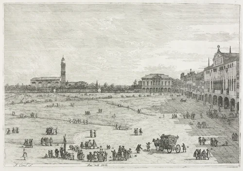 Views: Prà della Valle, Padua by Antonio Canaletto, print, 1735-1746