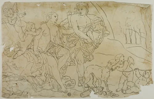Diana and Endymion by Unknown Artist, drawing, 1700-1799