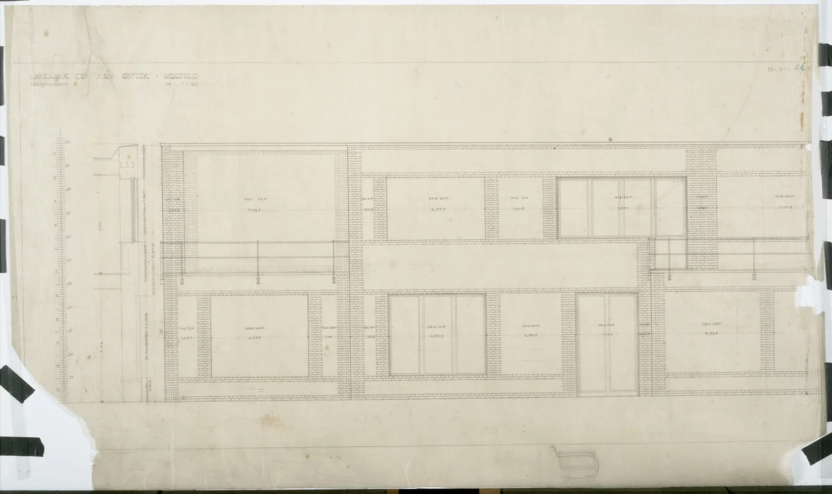 Josef Esters House, Krefeld, Germany, Elevation by Ludwig Mies van der Rohe, mies van der rohe archive, 1927