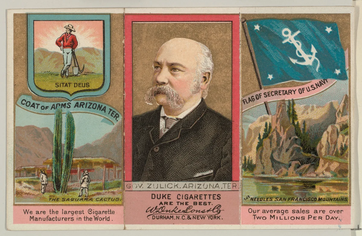Governor Zulick, Arizona Territory, from "Governors, Arms, Etc." series (N133-2), issued by Duke Sons & Co. by W. Duke, Sons & Co., print, 1885-1892