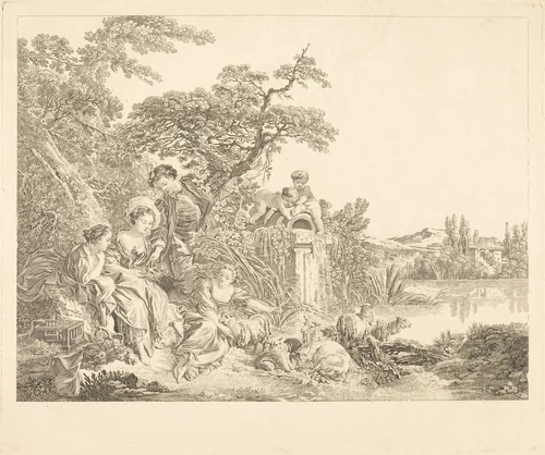 Les présents du berger by Louis-Simon Lempereur; François Boucher, print, 1773