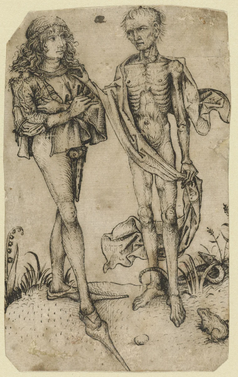 Jongeman met de Dood by anonymous, drawing, 1475-1499