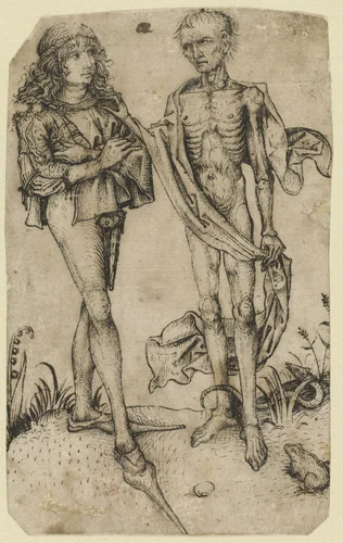 Jongeman met de Dood by anonymous, drawing, 1475-1499