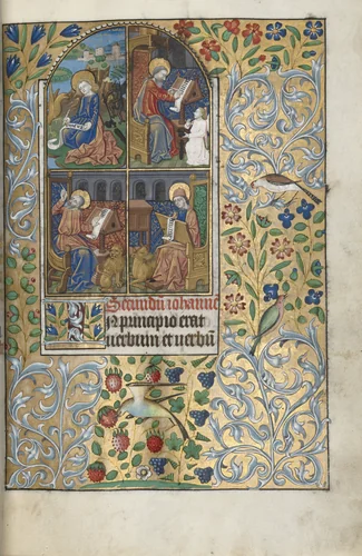 Book of Hours (Use of Rouen): fol. 13r, The Four Evangelists by Master of the Geneva Latini, book, 1465-1475
